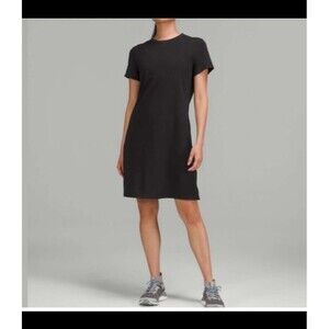Lululemon size 8 black Classic-Fit Cotton-Blend T-Shirt Dress